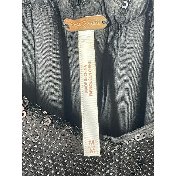 Free People Sequin Jumpsuit Black Size Medium All Over Pantsuit Sparkly V-Neck - Picture 5 of 7